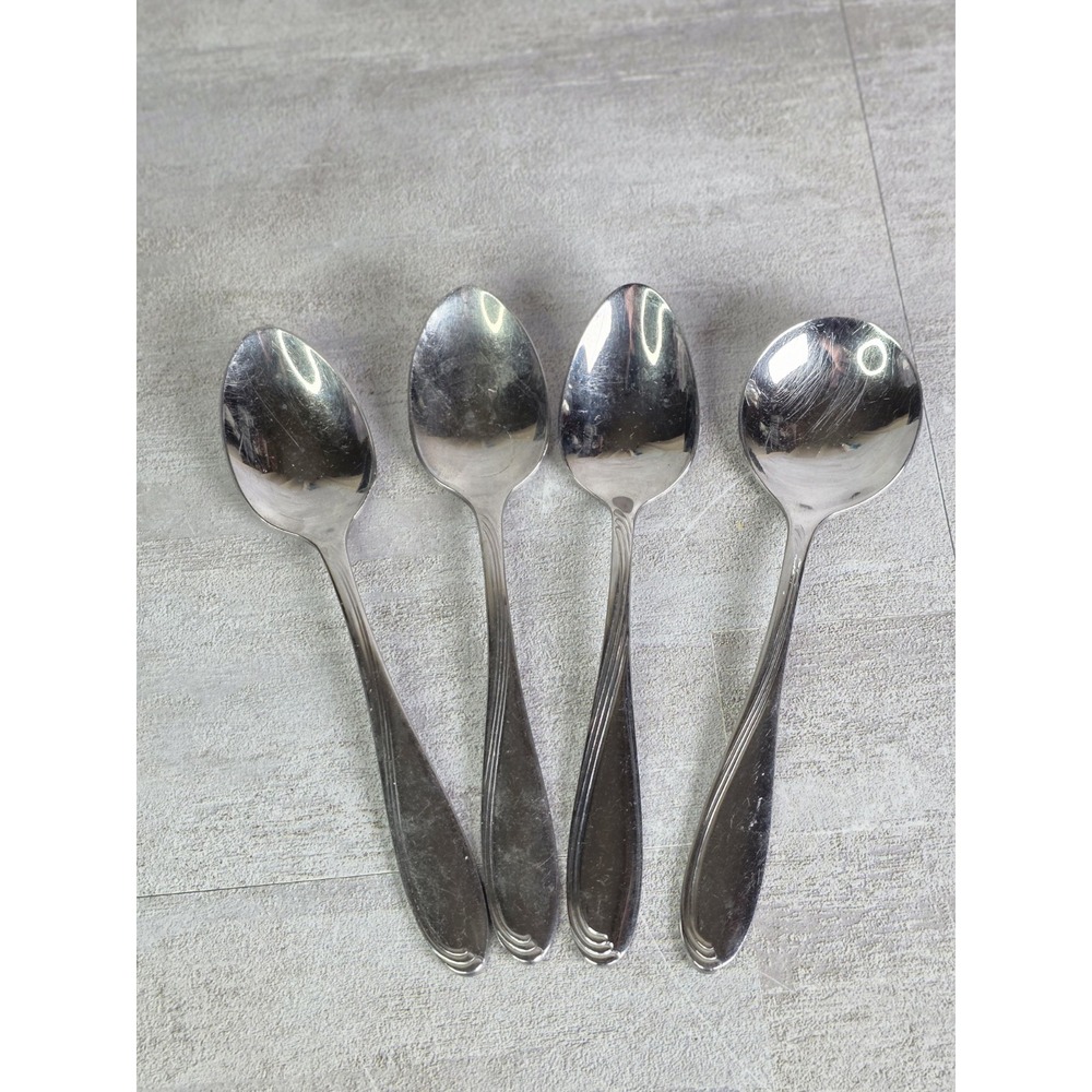 Lot Oneida Camber Cresta Windswept Scroll Stainless 3 Teaspoons & 1 Soup Spoon
